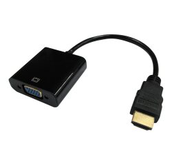 DLH Adaptateur HDMI (M) vers VGA (F) avec port audio (jack 3.5mm) - Câble 16cm - Résolution supportée : 1920x1080 / 60Hz - Noir