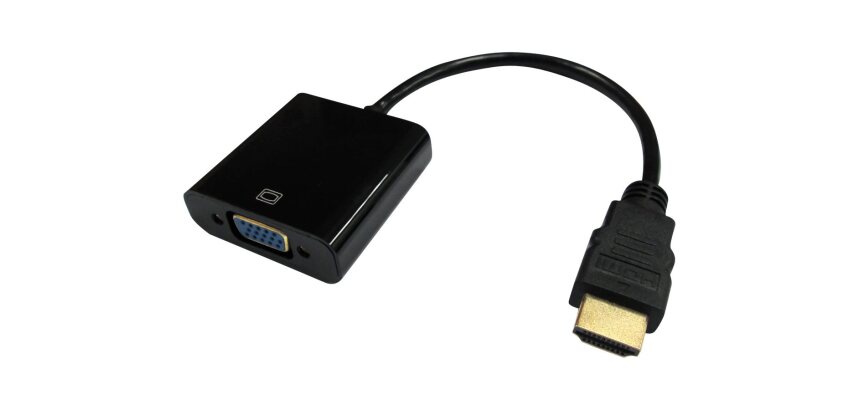 DLH Adaptateur HDMI (M) vers VGA (F) avec port audio (jack 3.5mm) - Câble 16cm - Résolution supportée : 1920x1080 / 60Hz - Noir