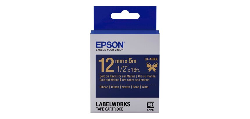 Epson Ruban satin pour étiqueteuse LK-4HKK Or/Marine 12 mm (5 m)