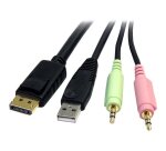 StarTech.com Câble de commutateur KVM DisplayPort USB 4 en 1 de 1,8 m avec audio et microphone
