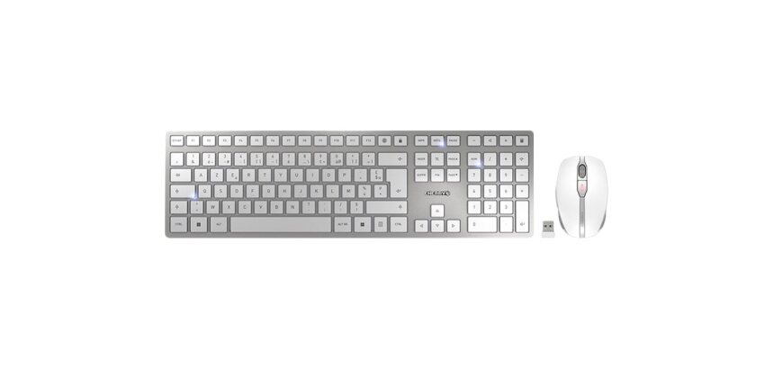 CHERRY DW 9100 SLIM clavier Souris incluse Universel RF sans fil + Bluetooth AZERTY Français Argent