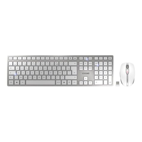 CHERRY DW 9100 SLIM clavier Souris incluse Universel RF sans fil + Bluetooth AZERTY Français Argent