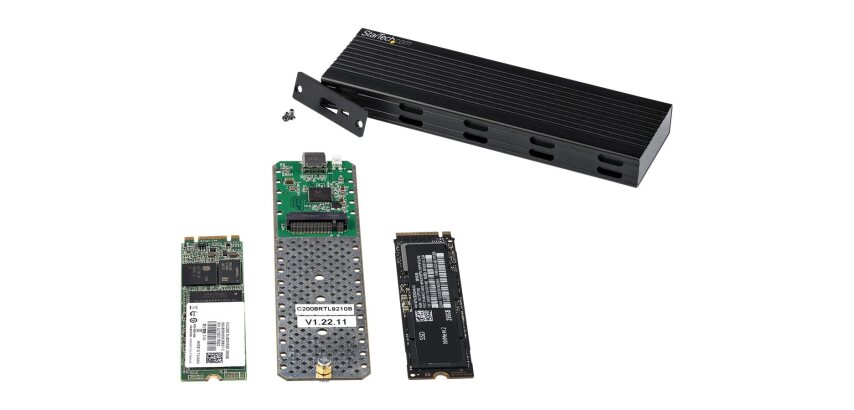 StarTech.com Boitier USB-C 10Gbps vers M.2 NVMe ou M.2 SATA SSD - Boitier Aluminium Externe Portable M.2 PCIe/SATA NGFF SSD - Câbles Hôte USB Type-C & USB-A - Compatible 2230/2242/2260/2280