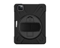 DLH COQUE RENFORCEE AVEC EMPLACEMENT STYLET, BANDOULIERE, POIGNEE ROTATIVE ET PIED SUPPORT POUR APPLE IPAD PRO 11" 1ere et 2eme generation (2018 / 2020)