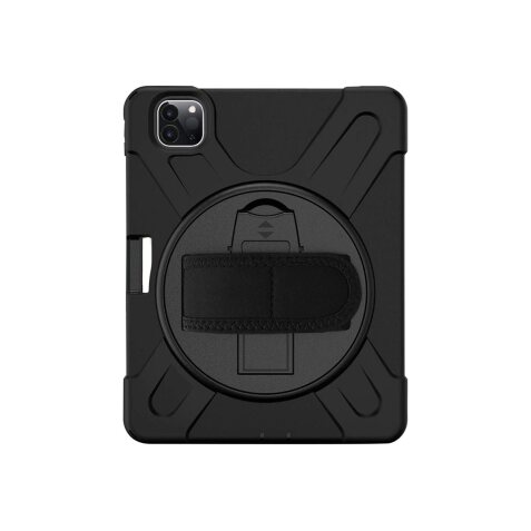 DLH COQUE RENFORCEE AVEC EMPLACEMENT STYLET, BANDOULIERE, POIGNEE ROTATIVE ET PIED SUPPORT POUR APPLE IPAD PRO 11" 1ere et 2eme generation (2018 / 2020)
