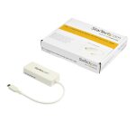 StarTech.com Adaptateur USB-C vers Gigabit Ethernet avec port USB-A - Adaptateur Réseau Blanc 1Gbps NIC USB 3.0/3.1 Type C - 1GbE USB-C RJ45/LAN TB3 Compatible Win, Mac, Chromebook