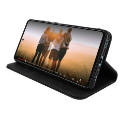 DLH Etui folio noir porte cartes avec rabat pour Samsung Galaxy A52 (SM-A525) et Galaxy A52 5g (SM-A526)