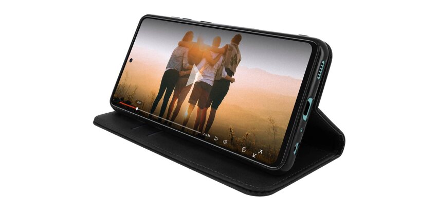 DLH Etui folio noir porte cartes avec rabat pour Samsung Galaxy A52 (SM-A525) et Galaxy A52 5g (SM-A526)