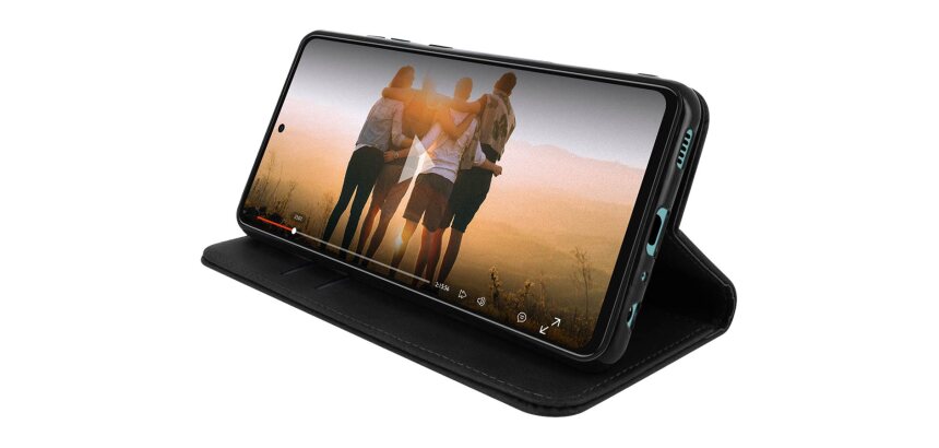 DLH Etui folio noir porte cartes avec rabat pour Samsung Galaxy A52 (SM-A525) et Galaxy A52 5g (SM-A526)