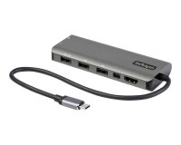 StarTech.com Adaptateur Multiports USB-C - USB-C vers HDMI ou Mini DisplayPort 4K 60Hz - Alimentation 100W Passthrough - Hub USB 4 Ports 10Gbps - Mini Dock USB Type-C - Câble Intégré 30cm