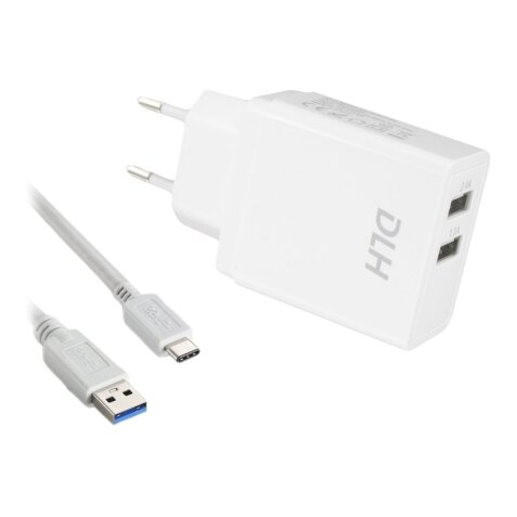 DLH CHARGEUR SECTEUR 2 PORTS USB 12W AVEC CABLE USB-C