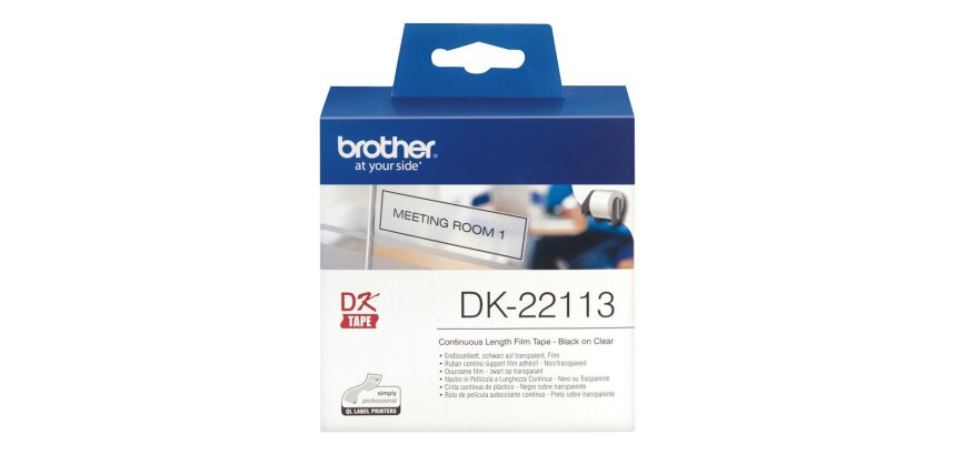 Brother DK-22113 ruban d'étiquette Noir sur transparent