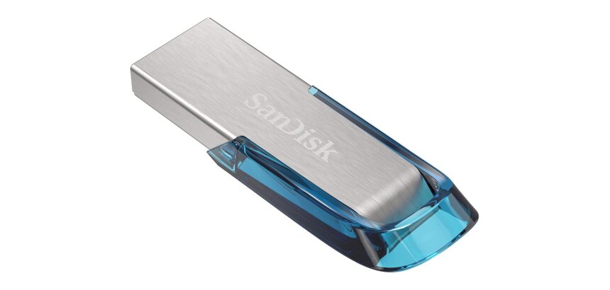 SanDisk Ultra Flair lecteur USB flash 64 Go USB Type-A 3.2 Gen 1 (3.1 Gen 1) Bleu, Argent