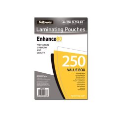 Pochettes de plastification Fellowes A4 100 µ brillantes - Boîte de 250