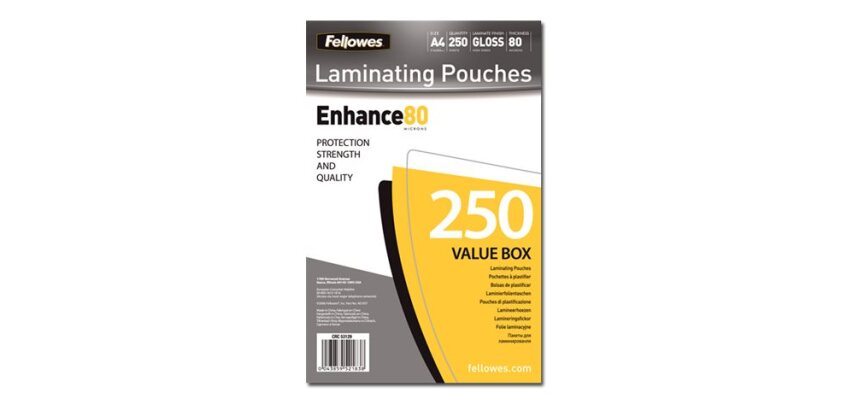Pochettes de plastification Fellowes A4 - 2 x 100 µ - Brillant - Boîte de 250