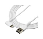 StarTech.com Câble USB-A vers Lightning Blanc Robuste 2m Coudé à 90° - Câble de Charge/Synchronisation USB Type A vers Lightning en Fibre Aramide Robuste et Résistante - Certifié Apple MFi - iPhone