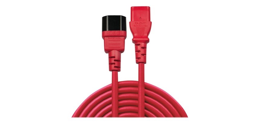 Lindy Rallonge secteur C14 vers C13, rouge, 2m
