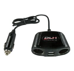 DLH Multiprise allume-cigare. 2 sorties allume-cigare max 150W et 2 sorties USB