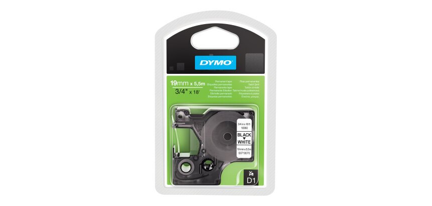 DYMO Ruban d'étiquette D1 noir/blanc,19 mm x 5,5 m