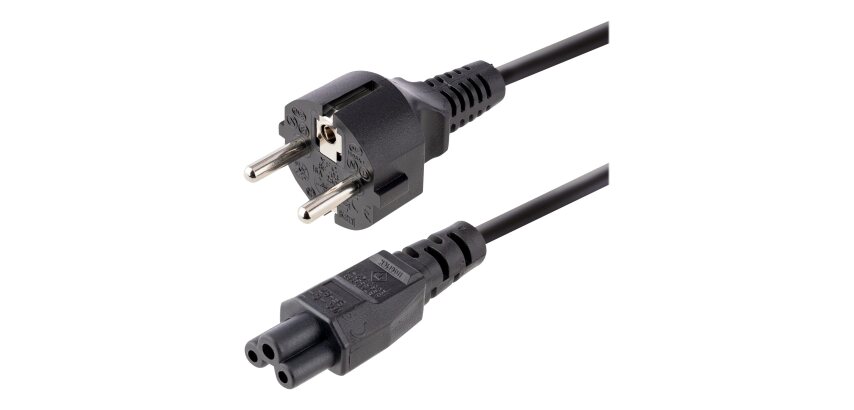 StarTech.com Câble d'Alimentation pour Ordinateur Portable de 3m - Prise EU vers Connecteur C5, 2,5A 250V - Cordon d'Alimentation Clover Leaf/Mickey Mouse - Cordon Alimentation PC Portable
