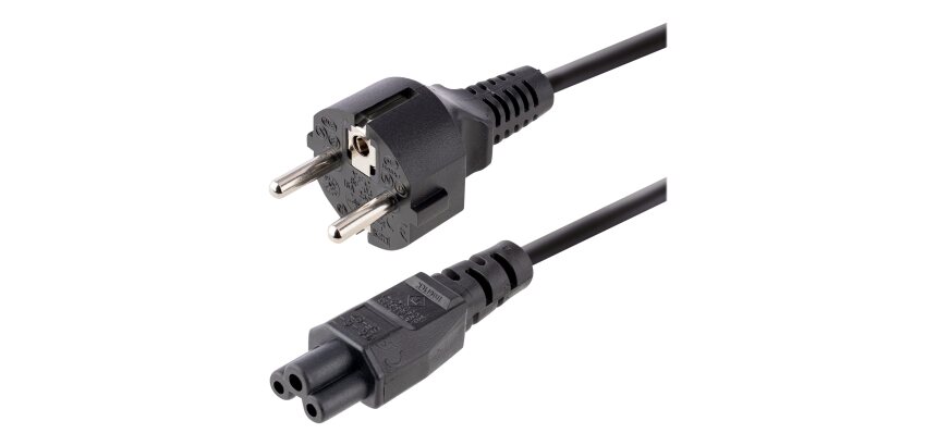 StarTech.com Câble d'Alimentation pour Ordinateur Portable de 3m - Prise EU vers Connecteur C5, 2,5A 250V - Cordon d'Alimentation Clover Leaf/Mickey Mouse - Cordon Alimentation PC Portable