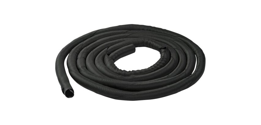 StarTech.com Gaine Cache-câbles de 4,6 m - Film en Matériau Torsadé Flexible - Gaine Extensible Diamètre 2.5-3.8 cm - Cache-câbles en Polyester - Noir