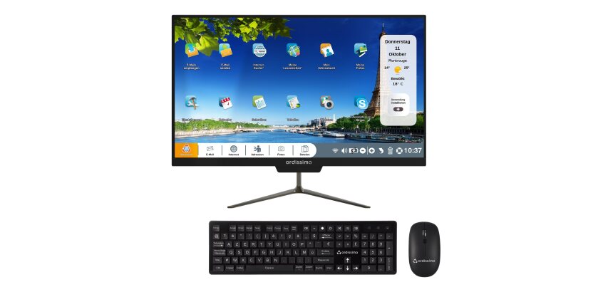 ORDISSIMO Clara 2 Intel® Pentium® N5030 60,5 cm (23.8") 1920 x 1080 pixels PC All-in-One 6 Go DDR4-SDRAM 256 Go SSD Wi-Fi 5 (802.11ac) Noir