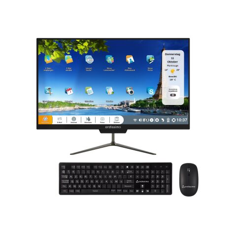 ORDISSIMO Clara 2 Intel® Pentium® N5030 60,5 cm (23.8") 1920 x 1080 pixels PC All-in-One 6 Go DDR4-SDRAM 256 Go SSD Wi-Fi 5 (802.11ac) Noir