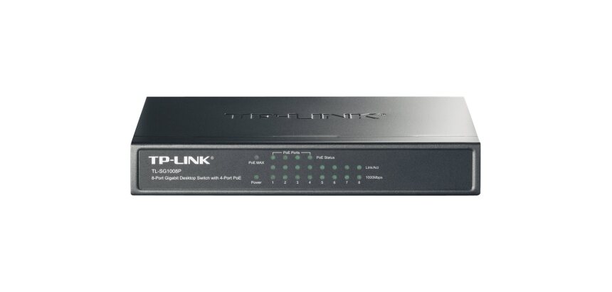 TP-Link TL-SG1008P Géré Gigabit Ethernet (10/100/1000) Connexion Ethernet, supportant l'alimentation via ce port (PoE) Gris