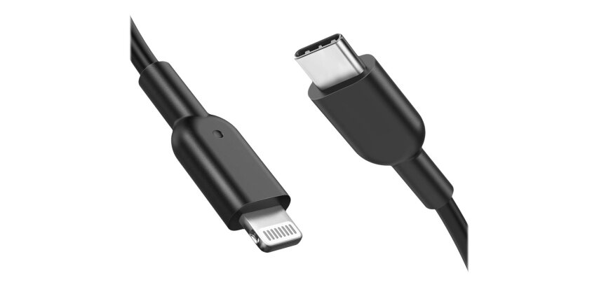 DLH Cable USB-C vers Apple lightning certifie MFI 1m 3.25A 65W max noir