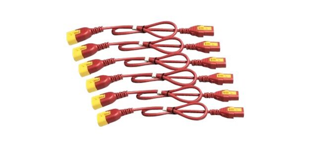 APC Power Cord Kit (6 ea), Locking, C13 TO C14, 0.6m, Red - Professionnels