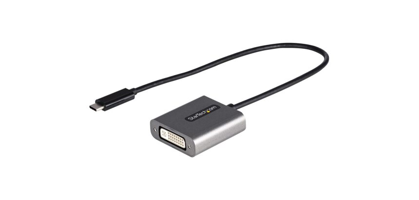 StarTech.com Adaptateur USB C vers DVI - Adaptateur Dongle USB-C vers DVI-D 1920x1200p - USB Type C vers Écrans/Affichages DVI - Convertisseur Graphique - Compatible Thunderbolt 3 - Câble Intégré 30cm