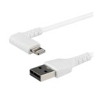 StarTech.com Câble USB-A vers Lightning Blanc Robuste 2m Coudé à 90° - Câble de Charge/Synchronisation USB Type A vers Lightning en Fibre Aramide Robuste et Résistante - Certifié Apple MFi - iPhone