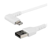 StarTech.com Câble USB-A vers Lightning Blanc Robuste 2m Coudé à 90° - Câble de Charge/Synchronisation USB Type A vers Lightning en Fibre Aramide Robuste et Résistante - Certifié Apple MFi - iPhone