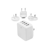 StarTech.com Chargeur mural USB à 4 ports - (34 W/6,8 A) - Chargeur de voyage international - Blanc