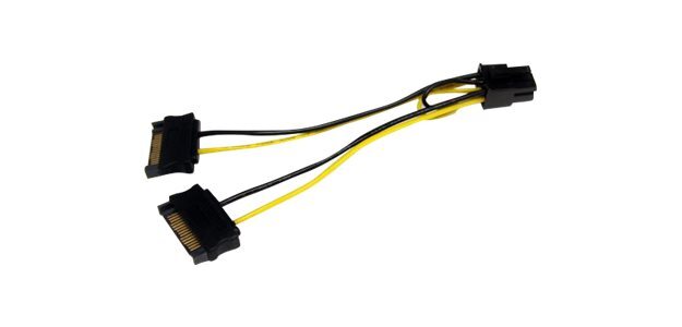 StarTech.com Câble adaptateur d'alimentation pour carte vidéo - 2x SATA vers PCIe 6 broches - 15 cm
