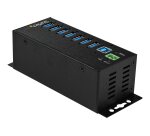StarTech.com Hub USB 3.0 à 7 ports avec adaptateur d'alimentation - Concentrateur USB-A industriel en métal avec protection contre les décharges électrostatiques et les surtensions de 350 W - Montable sur Din/Mur/Bureau - Hub USB 3.2 Gen 1 (5Gbps) haut dé