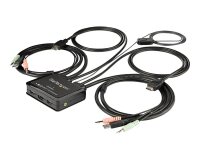 StarTech.com Commutateur KVM HDMI à 2 ports avec câbles incorporés - USB 4K 60Hz