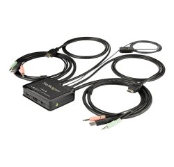 StarTech.com Commutateur KVM HDMI à 2 ports avec câbles incorporés - USB 4K 60Hz
