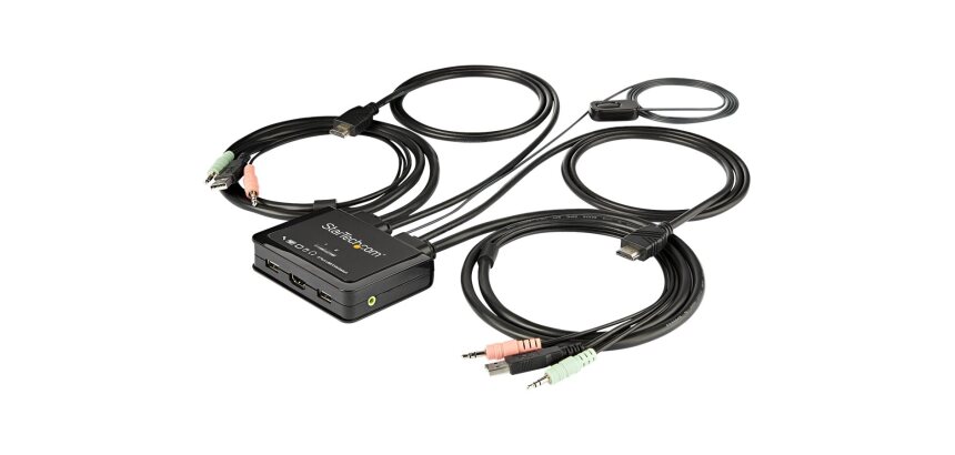 StarTech.com Commutateur KVM HDMI à 2 ports avec câbles incorporés - USB 4K 60Hz
