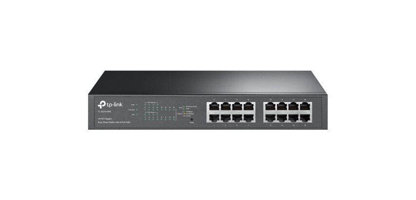 TP-Link TL-SG1016PE commutateur réseau Géré L2 Gigabit Ethernet (10/100/1000) Connexion Ethernet, supportant l'alimentation via ce port (PoE) Noir