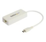 StarTech.com Adaptateur USB-C vers Gigabit Ethernet avec port USB-A - Adaptateur Réseau Blanc 1Gbps NIC USB 3.0/3.1 Type C - 1GbE USB-C RJ45/LAN TB3 Compatible Win, Mac, Chromebook
