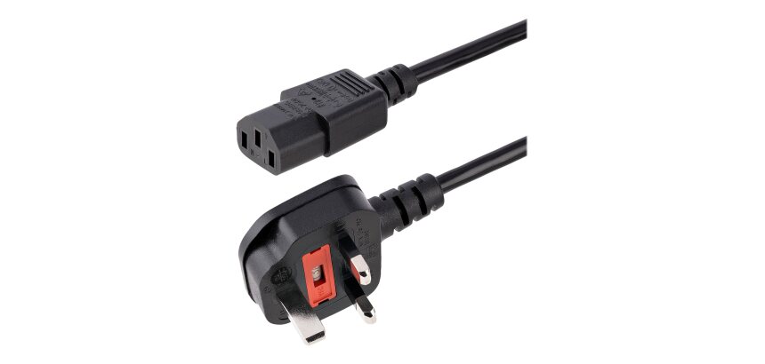 StarTech.com Câble d'Alimentation PC 3 m- Prise de Secteur UK - IEC 320 C13 vers BS 1363