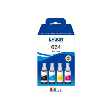 Epson EcoTank 664 - 4-pack - black, yellow, cyan, magenta - original - ink refill