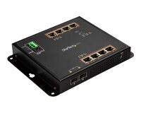 StarTech.com Switch Industriel POE+ Gigabit Ethernet 8 ports - 2 connexions MSA SFP - 30W - Switch Gbe Haute Puissance L2 adminstrable renforcé - Fixation murale Rail DIN IP-30/ -40C° à 75C°