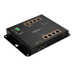 StarTech.com Switch Industriel POE+ Gigabit Ethernet 8 ports - 2 connexions MSA SFP - 30W - Switch Gbe Haute Puissance L2 adminstrable renforcé - Fixation murale Rail DIN IP-30/ -40C° à 75C°