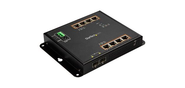 StarTech.com Switch Industriel POE+ Gigabit Ethernet 8 ports - 2 connexions MSA SFP - 30W - Switch Gbe Haute Puissance L2 adminstrable renforcé - Fixation murale Rail DIN IP-30/ -40C° à 75C°