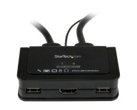 StarTech.com Switch Commutateur KVM 2 Ports USB, HDMI avec Audio et Câbles pour 2 PC sur 1 écran - Auto Alimenté