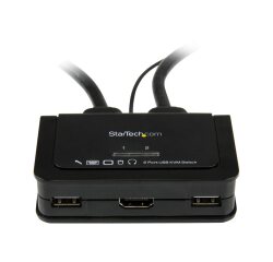 StarTech.com Switch Commutateur KVM 2 Ports USB, HDMI avec Audio et Câbles pour 2 PC sur 1 écran - Auto Alimenté