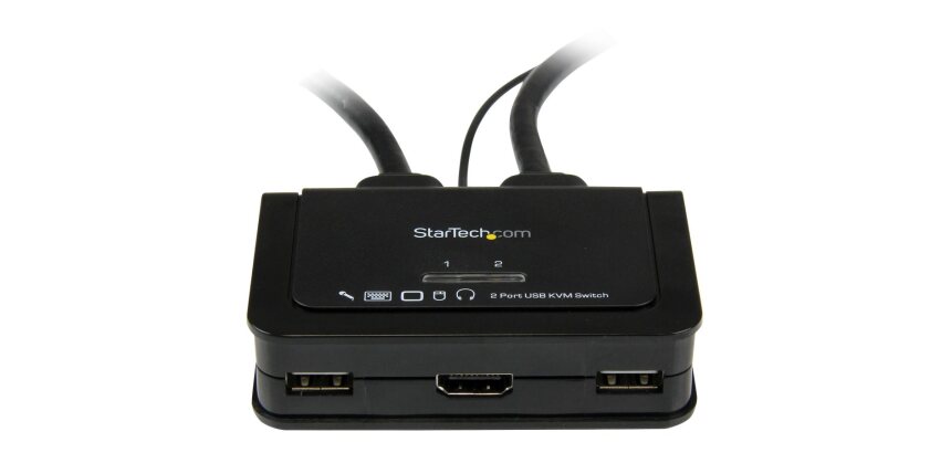 StarTech.com Switch Commutateur KVM 2 Ports USB, HDMI avec Audio et Câbles pour 2 PC sur 1 écran - Auto Alimenté